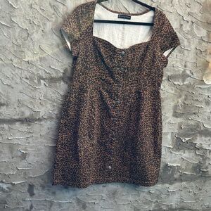 Plus Size Fashion to Figure Leopard Print Button-Down Dress Sz 0